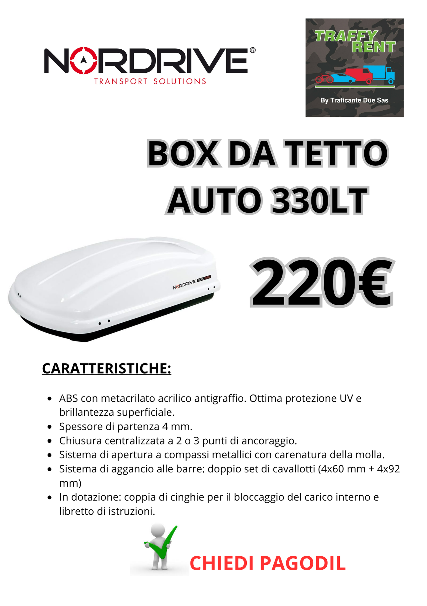 BOX TETTO NORDRIVE BIANCO 330 LT